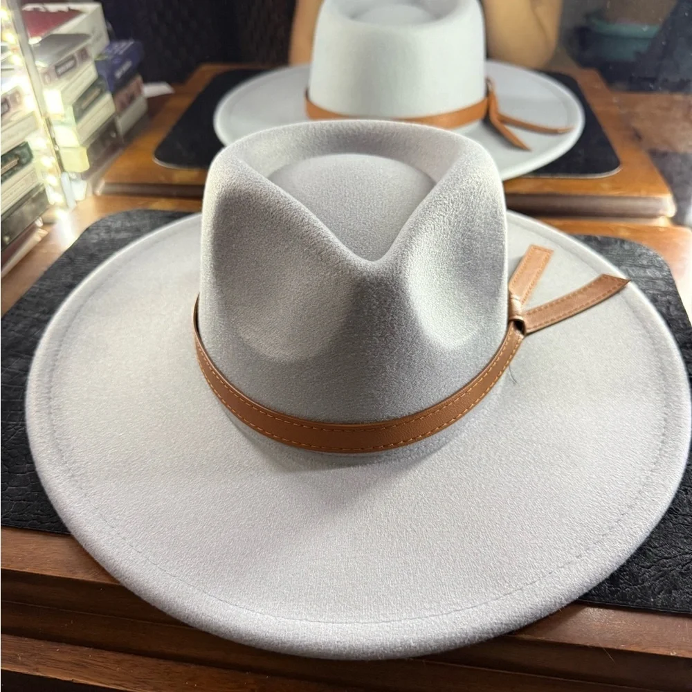 Gray Wide Brim Bolero Hat - Picture 1 of 5